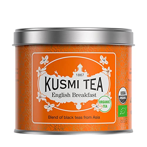 Kusmi Tea - English Breakfast Bio - Miscela di tè nero asiatico - Lattina di metallo da 100 g - Circa 40 tazze