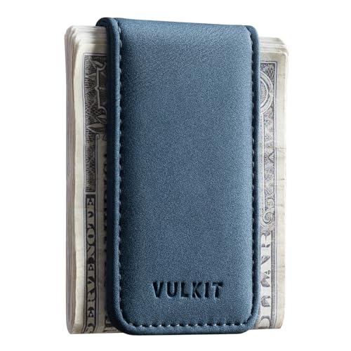 VULKIT Fermasoldi Magnetico Sottile Porta Biglietti da Visita in Pelle Porta Banconote Forte Magnete può Contenere 15...