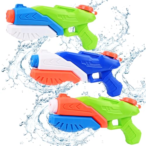 Pistola ad Acqua Potente per Bambini, Euakee 3 Pezzi Pistole ad Acqua con Capacità di 400ML e Grande Portata di 10...