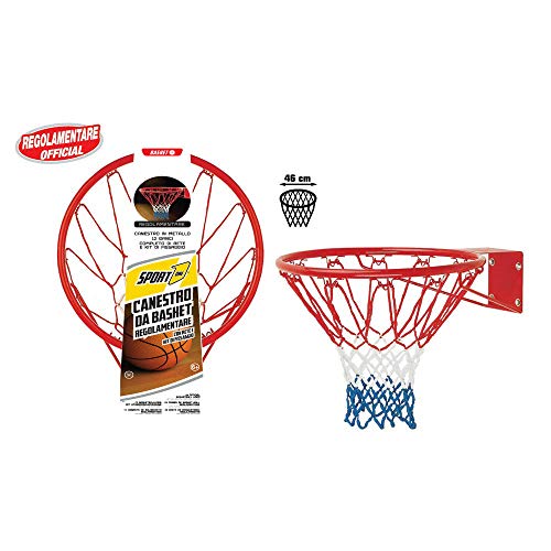 Sport1 Canestro anello basket. Canestro regolamentare, rete e kit di fissaggio. Canestro basket da camera in metallo...