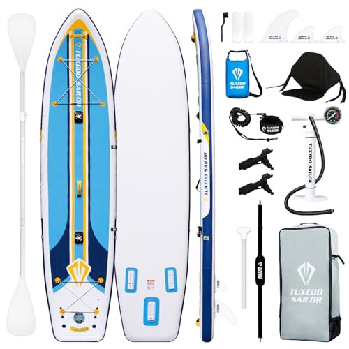 Tuxedo Sailor Stand Up Paddle Board Tavola da Pesca Gonfiabile SUP con Accessori per Yoga, Turismo, Surf e Corsa