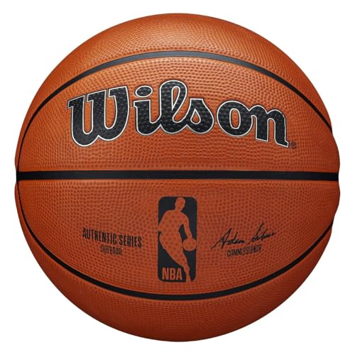 Wilson Pallone da Basket NBA AUTHENTIC SERIES OUTDOOR SZ7, Utilizzo Outdoor, Gomma Tackskin, Misura 7, Marrone