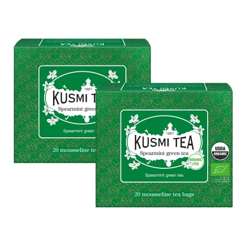 Kusmi Tea - Tè Verde alla Menta Bio - Da Gustare Caldo o Freddo - Bevanda Dissetante Tradizionale - Foglie di Menta...