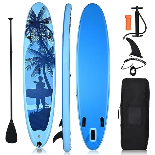 COSTWAY SUP Stand Up Paddle Board Tavola da SUP Gonfiabile con Borsa e Pinne (Azzurro, S (297x76x16cm))