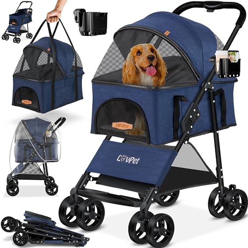 Lovpet® 2in1 Passeggino per Cani - Box per Trasporto - Borsa Pieghevole Fino a 20 kg - Carrello per Animali con...