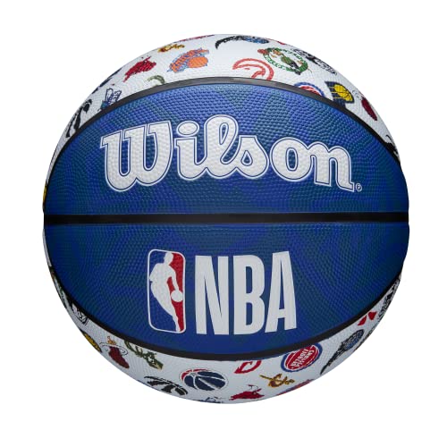 Wilson Pallone da Basket NBA ALL TEAM BSKT, Utilizzo Outdoor, Gomma, Misura 7, Rosso/Bianco/Blu