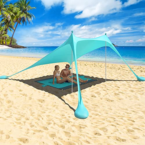 Tenda da Spiaggia Grande Tents, 2.4m x 2.4m Tendalino Parasole Portatile, Protezione UV UPF50+ con Ancoraggi a Sacco di...